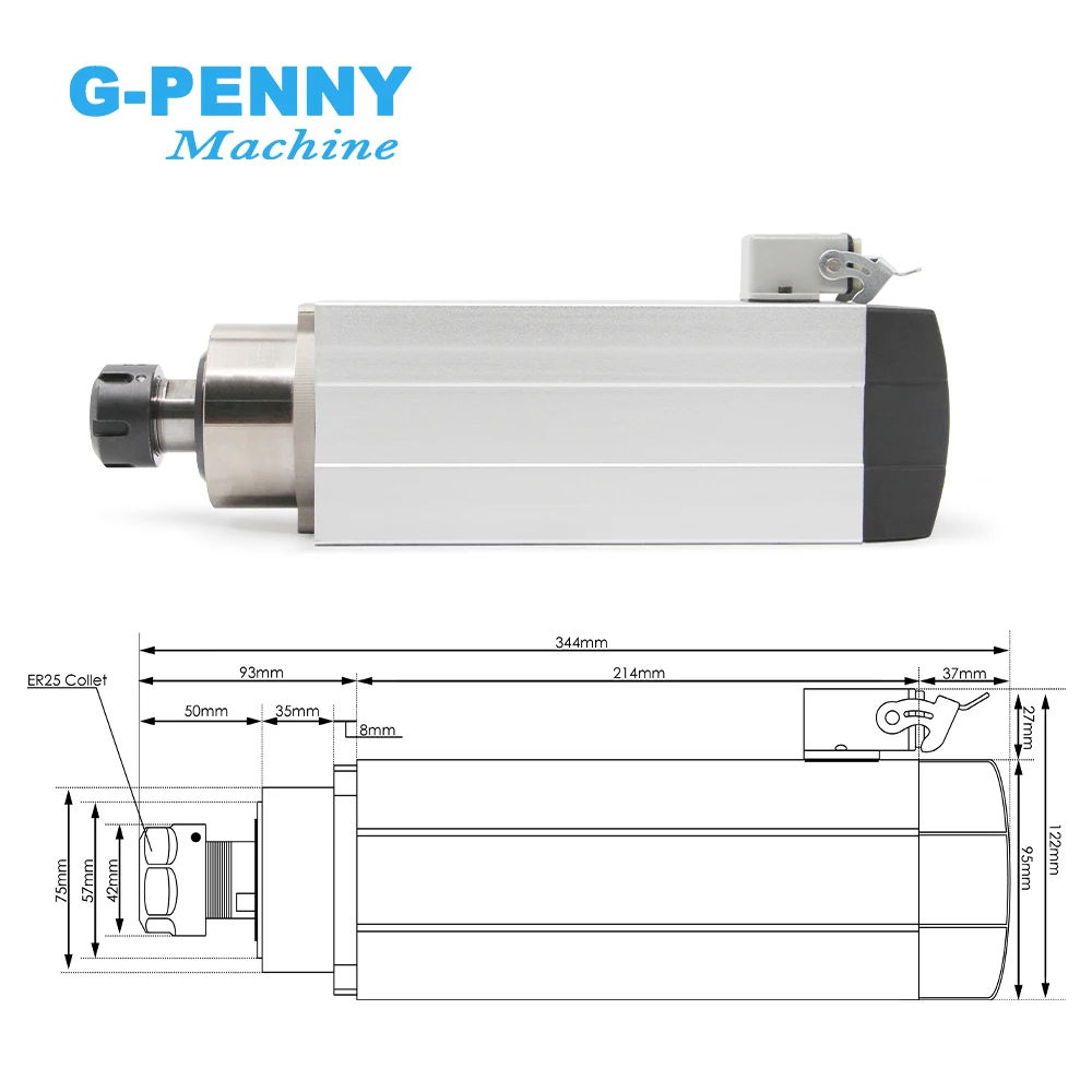 G-PENNY 3.5kw ER25 air cooled spindle motor Air cooling Ceramic ball bearings 0.01mm high accuracy 220v 380v 4 bearings