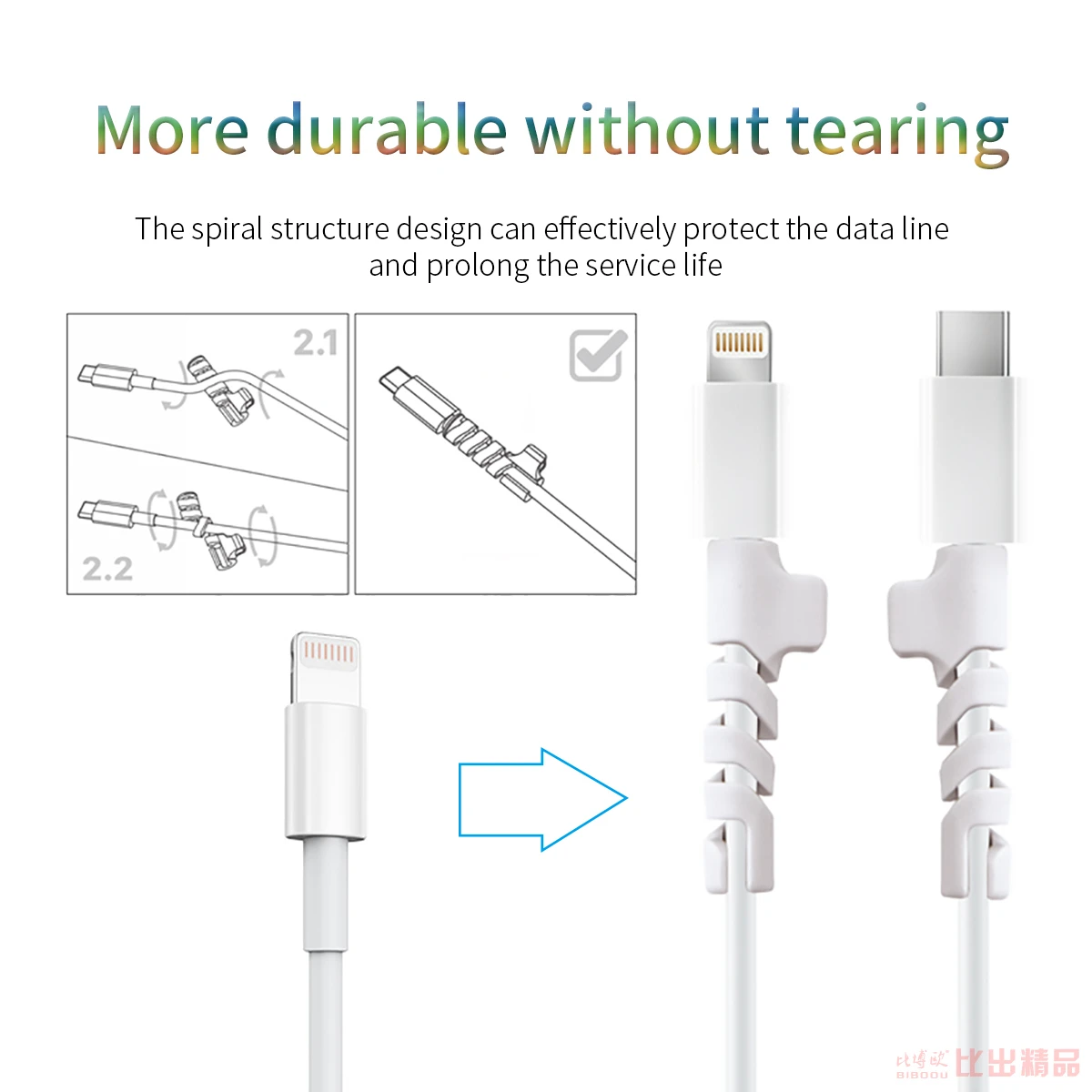 Cable Protector Cover for Apple X Spiral Data Cable Protective Cover Huawei Macbook VIVO XIAOMI OPPO Charging Cable Organizer