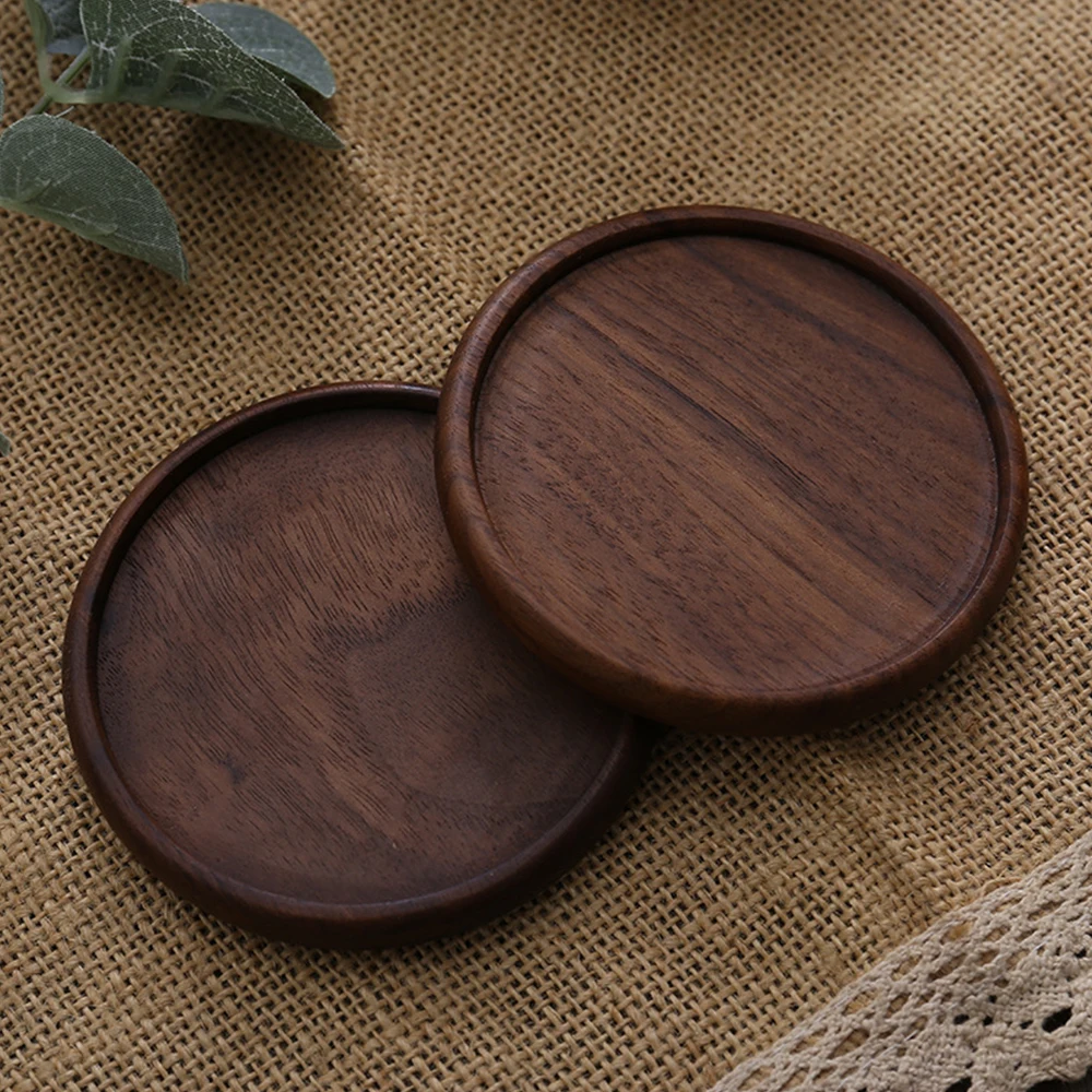 1Pcs Wood Placemats Coasters Tea Coffee Cup Pad Decor Durable Heat Resistant Square Round Drink Mat Bowl Teapot Holder 8.8cm