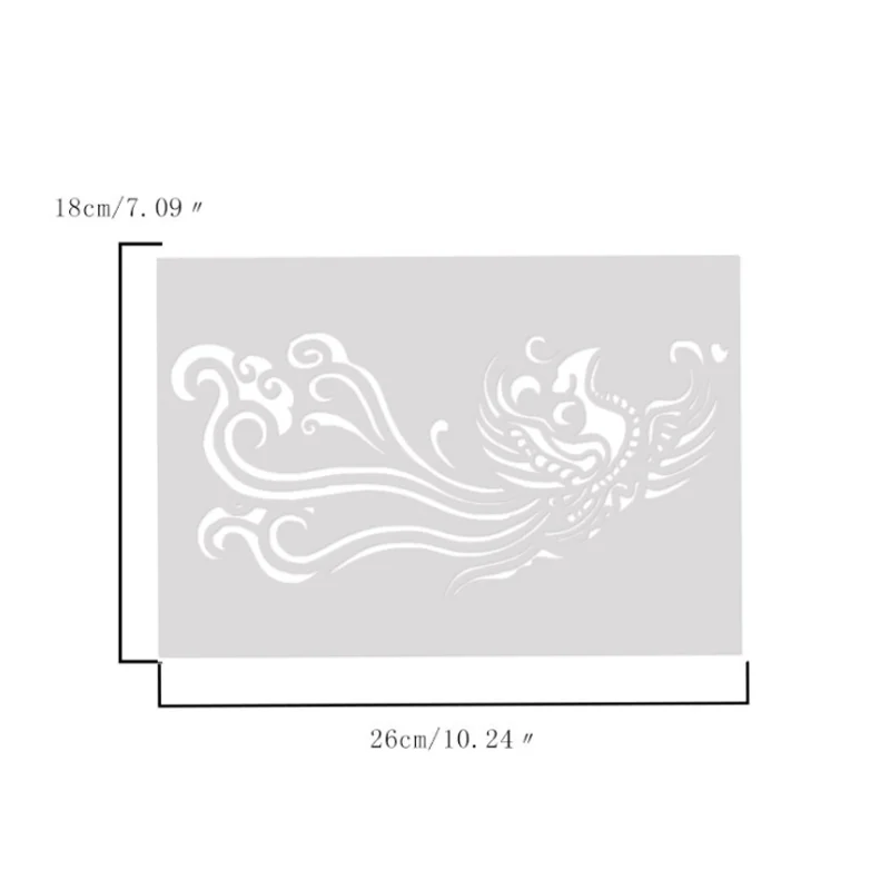 2pc Dragon Phoenix Pattern Painting Template Stencils For Wall Scrapbooking Diary Stamp Album Coloring Embossing Decor Reusable