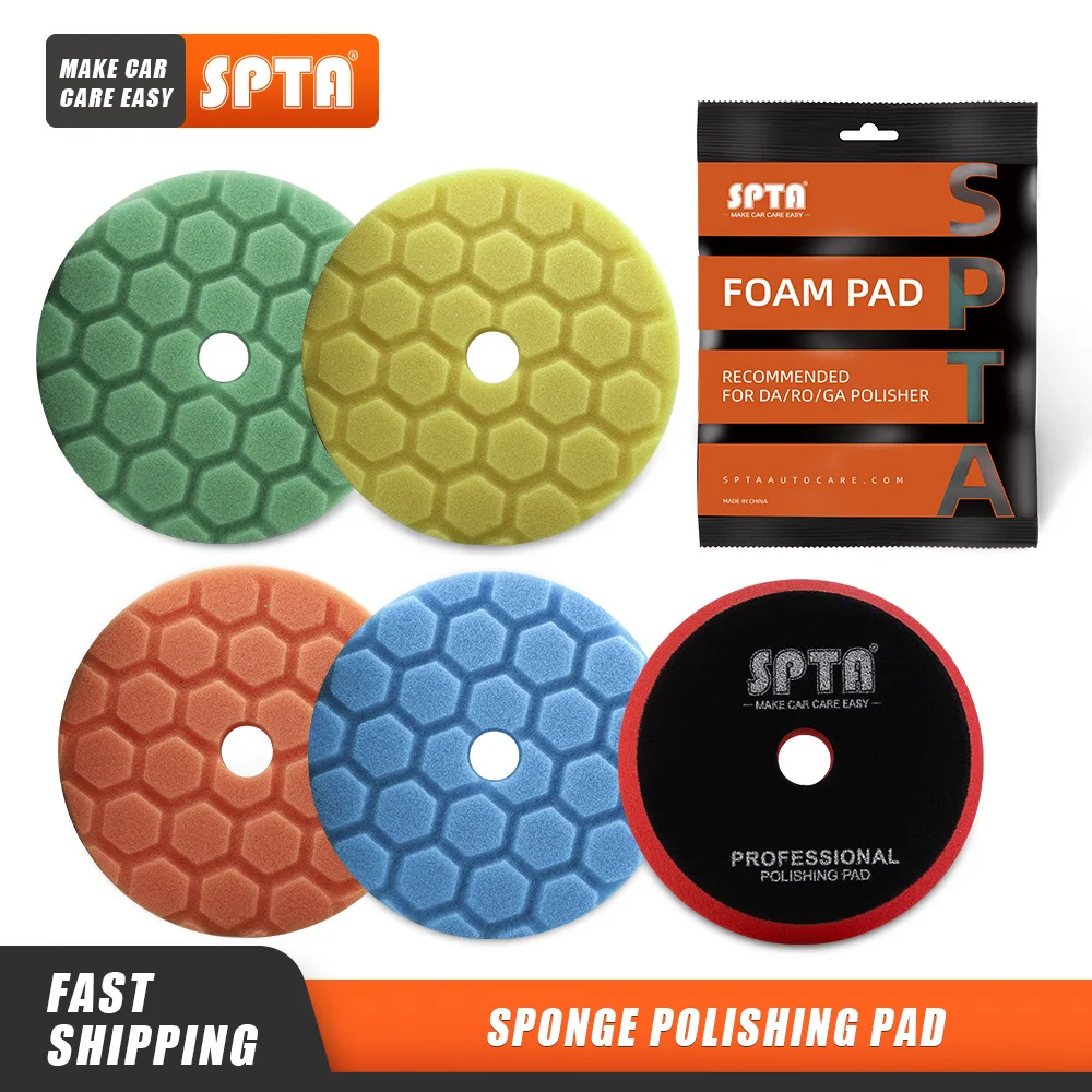 

(Bulk Sales 5PCS) SPTA 3"(80mm)/5"(125mm)/6"(150mm) Hex-Logic Car Sponge Polishing Foam Pads For DA/RO/GA Polisher