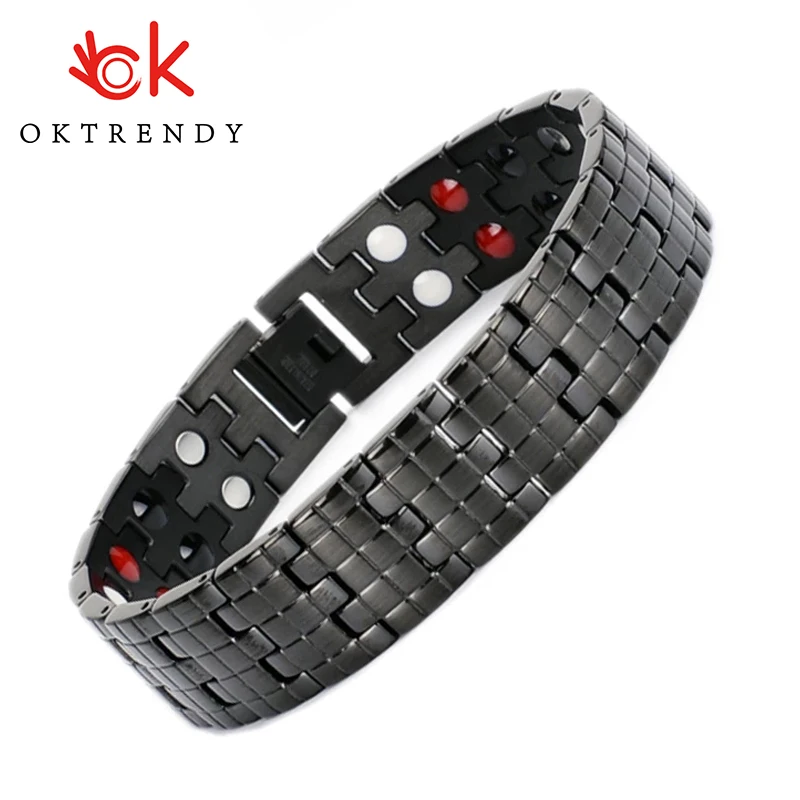 

Oktrendy Energy Magnetic Bracelet Men Black Chain Germanium Bracelet Male Hologram Stainless Steel Bracelet Bangle for Women Men