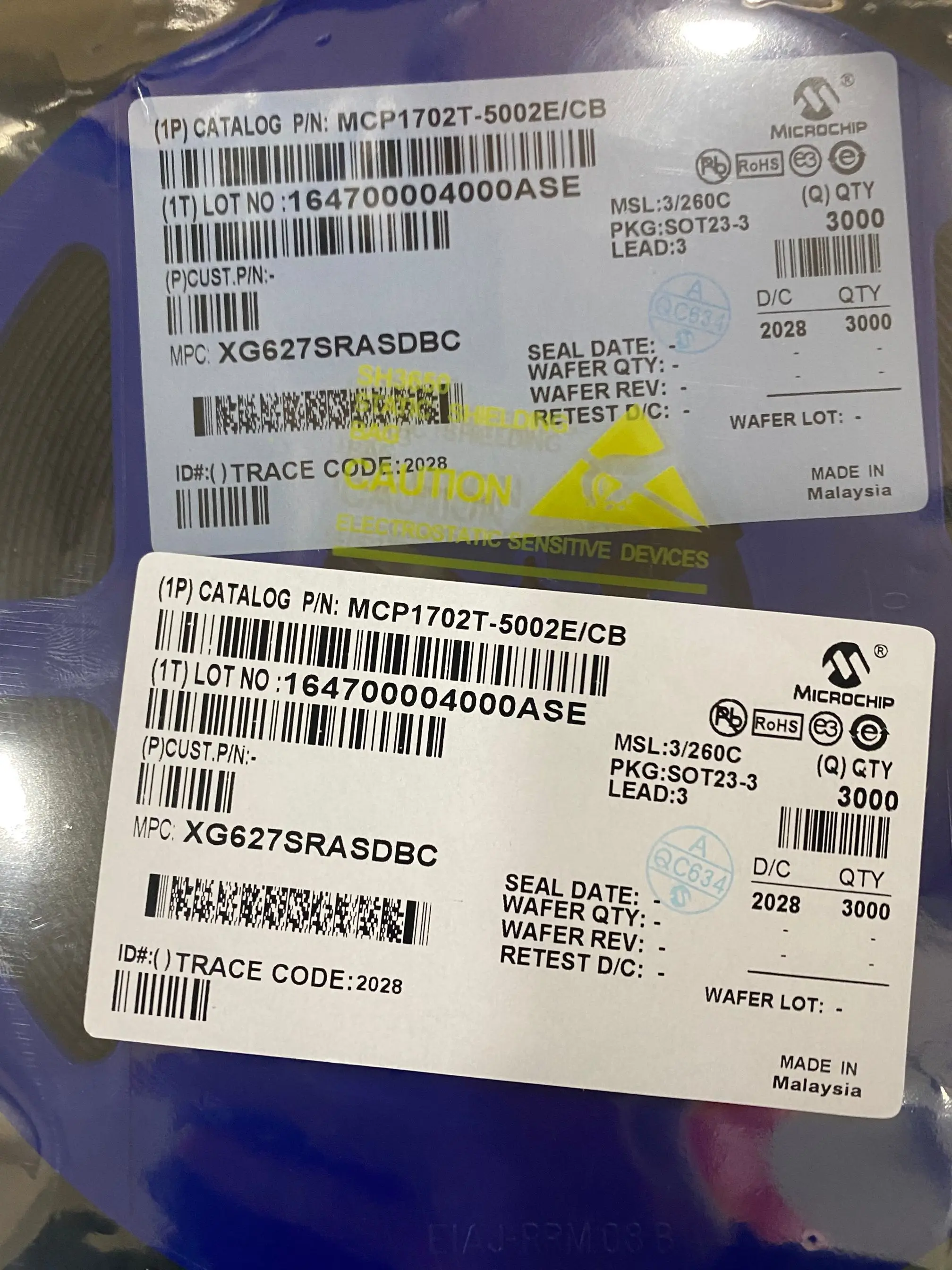 100 قطعة/الوحدة MCP1702T-3302E/CB MCP1703T-3302E/CB MCP1702T-5002E/CB SOT23 MCP1702T-5002E/MB SOT89 100% جديد وأصلي