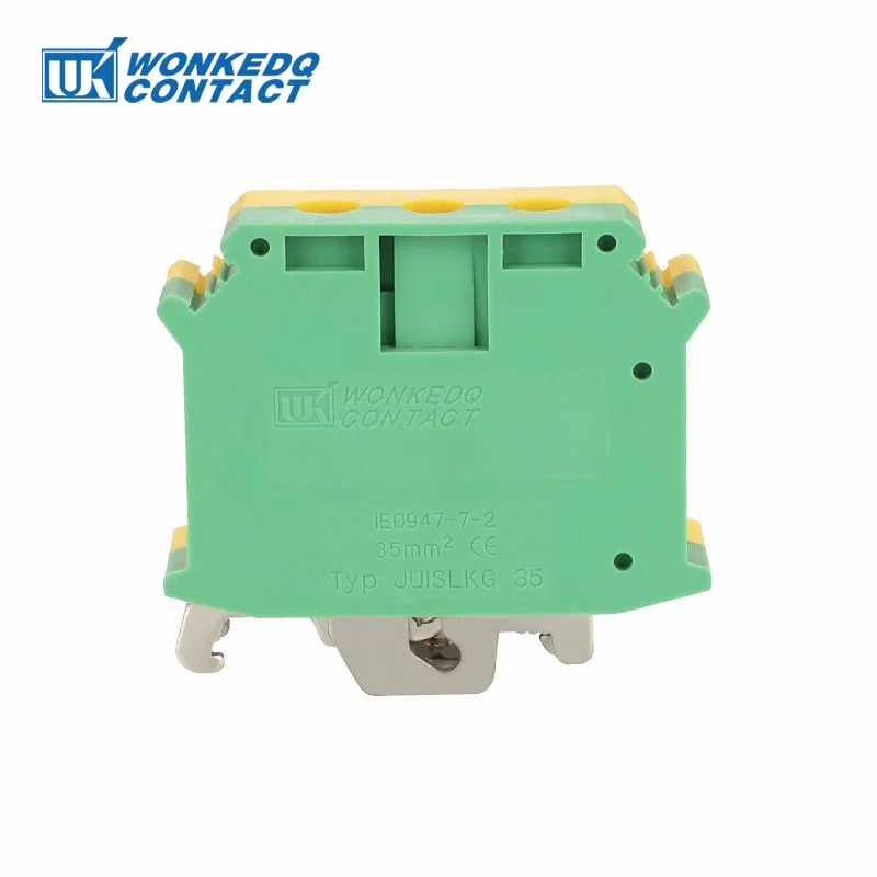 UISLKG-35 Ground Din Rail Terminal Block, 35mm²/2AWG Installation Screw Electric Wire Connector, Earth Grounding UISLKG35