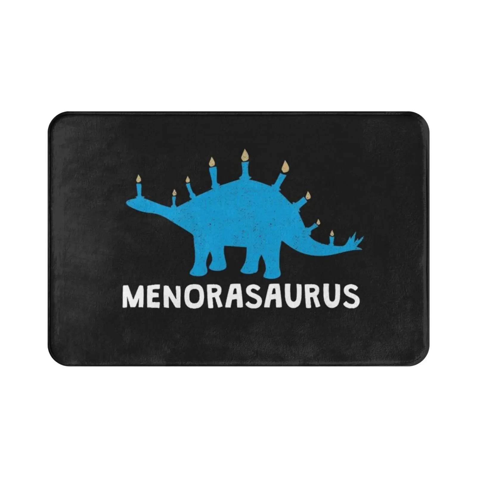 Menorasaurus Hanukkah Funny Jewish Dinosaur With Menorah Lights Stegosaurus Carpet Mat Rug Cushion Soft Hanukkah