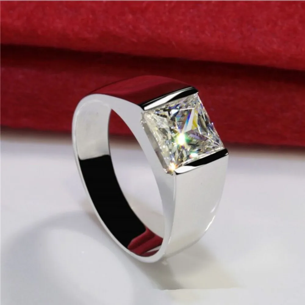 BOCAI New S925 Pure Silver Sapphire Men Ring  Colored Zircon Popular Jewelry Nice Birthday Gift