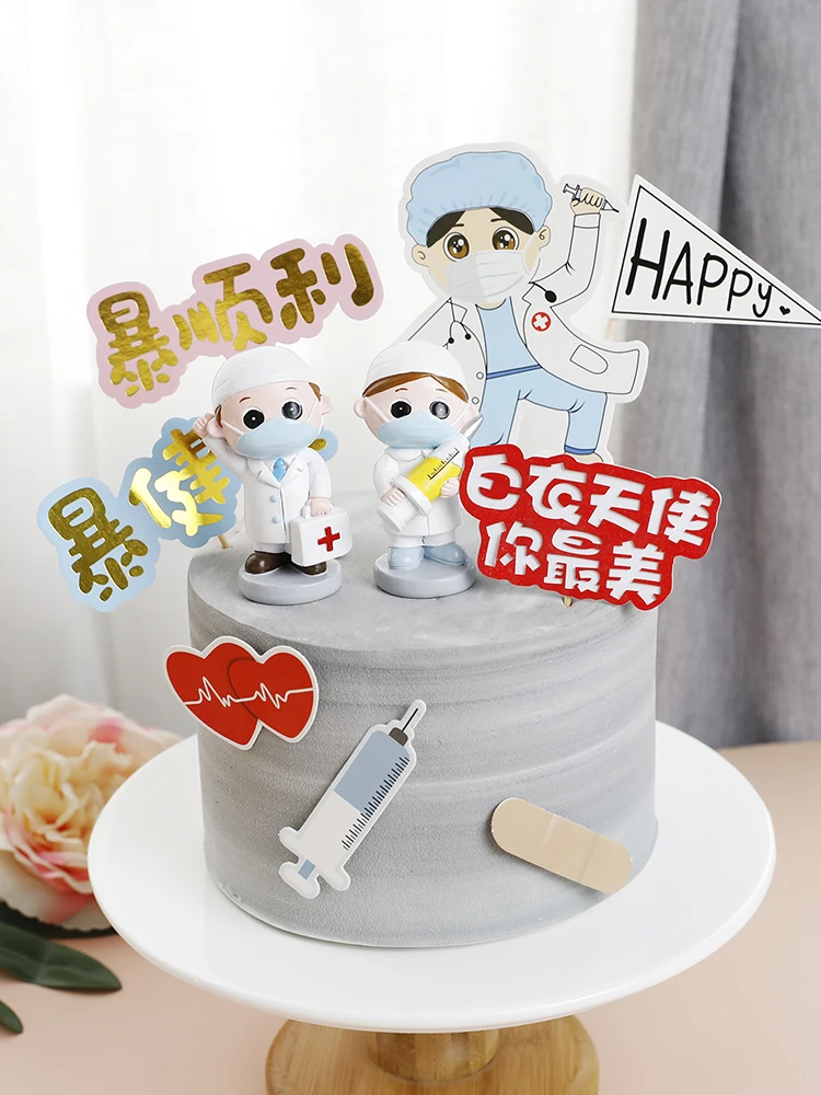 Angel in white Doctor and Nurse Of High Quality Resin Paper Cake Decoration Set Nurse's Day Cupcake Topper Party Supplies Gifts