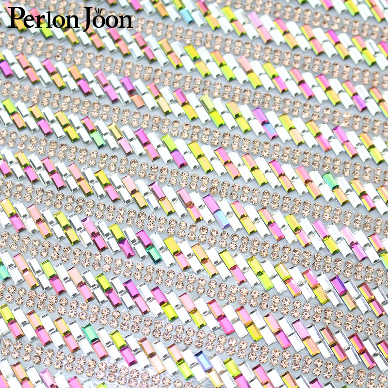 1 Pz 24*40 cm Phantom Color Shine AB Panno di Vetro di Cristallo Pasta Posteriore Hot Fix Colla Strass FAI DA TE Ferro Sul Patch Applique TR110