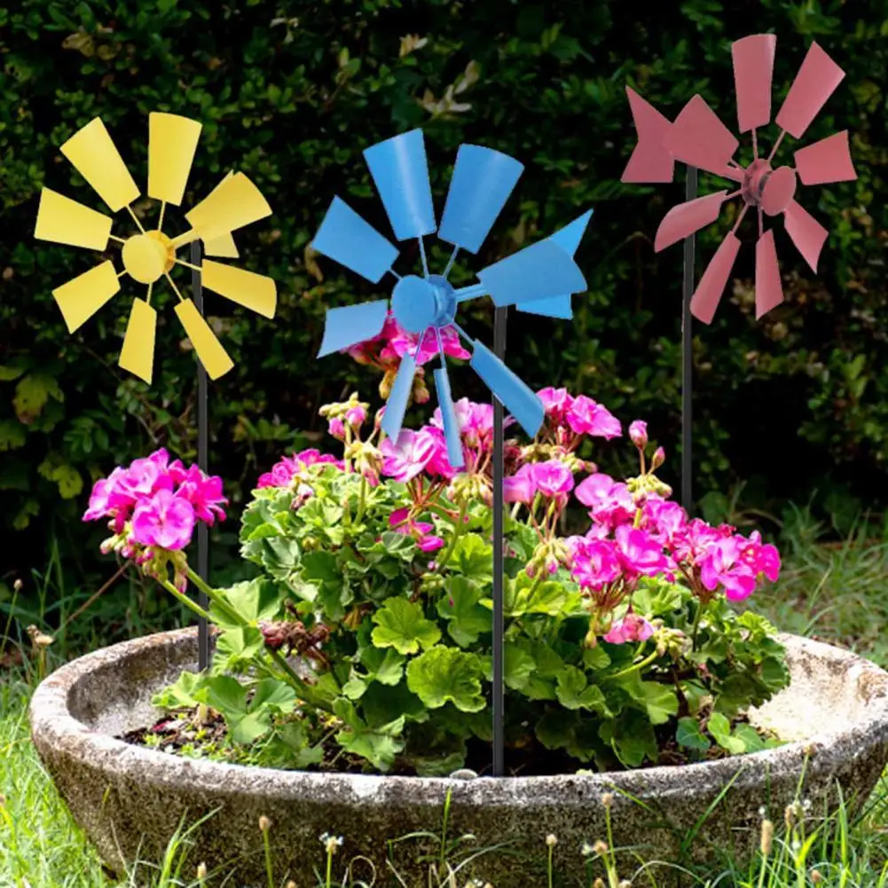 

Iron Garden Pinwheels Decorative Stake Handmade Landscaping Outdoor Stake Lawn Windmill Patio Wind Spinner