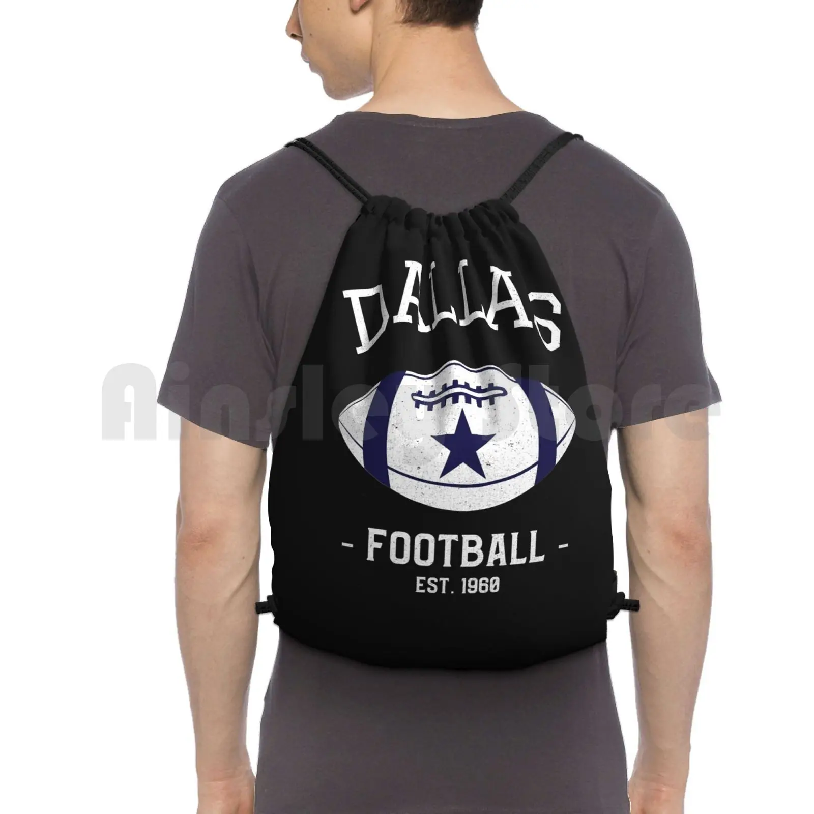 Vintage Dallas Football Sports Team Gift Backpack Drawstring Bag Riding Climbing Gym Bag Dallas Football Cowboys