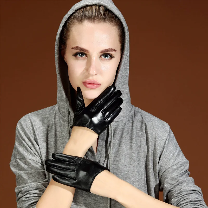 Spring Summer Thin Ladies Real Leather Gloves Driving Sunscreen Non-Slip Catwalk Backless Half Palm Gloves Female NS08