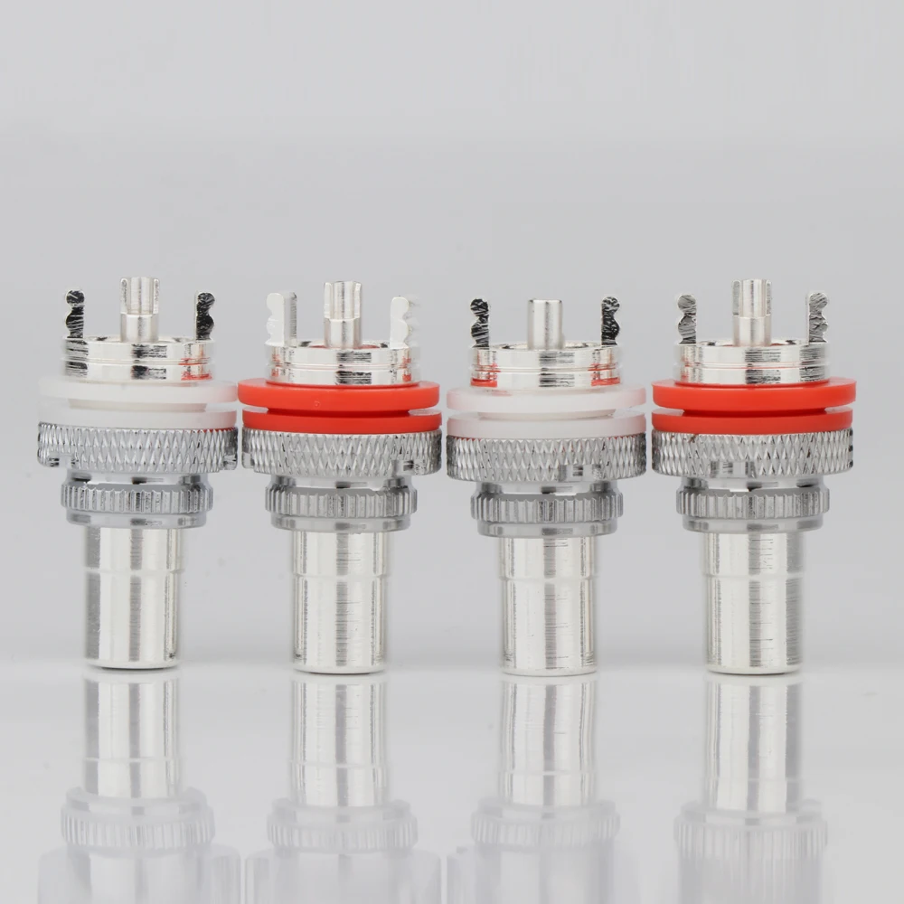 8 un adaptador de soquete fêmea para montagem de painel, montagem de quadro rca banhado a rodio prata r3007s