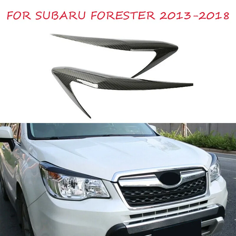 For Subaru Forester 2013 2014 2015 2016 2017 2018 Carbon Fiber Headlights Cover Head Lamp Eyebrow Exteriors Trims Stickers