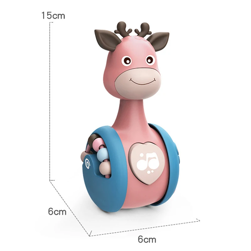 New Sliding Deer Baby Tumbler Rattle Learning Education Toys Newborn Teether Infant Hand Bell Mobile Press Squeaky Roly-Poly Toy