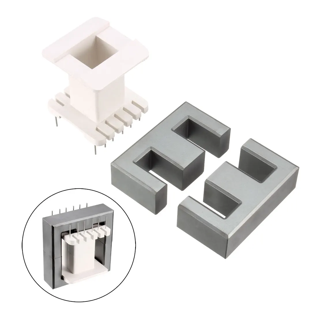 Uxcell EE65A 6 with 6pin Transformer Bobbin PC40 Ferrite Core Vertical 2 Ferrite Halves and 1 Bobbin for Switching Power Supply