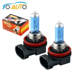 2Pcs H11 55W 100W 12V Super Bright 6000K White Fog Lights Halogen Bulb Car Headlight Lamp Car Driving Light Styling Parking Auto