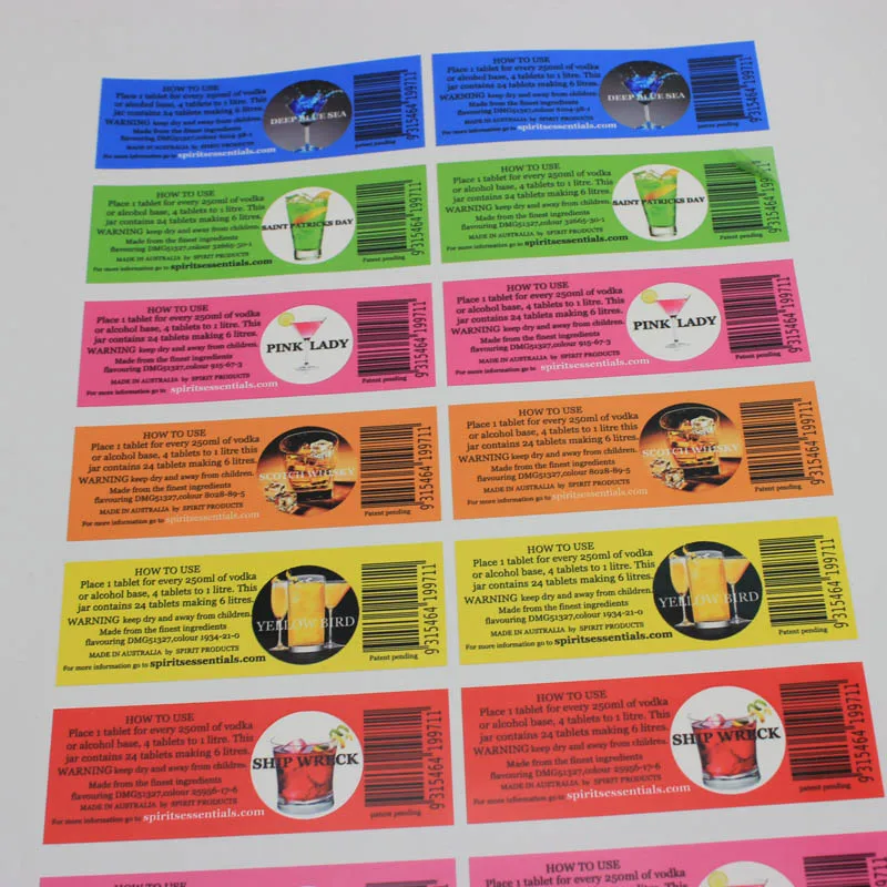 

Professional private cosmetic label printing, full color CMYK printing self adhesive juice bottle label