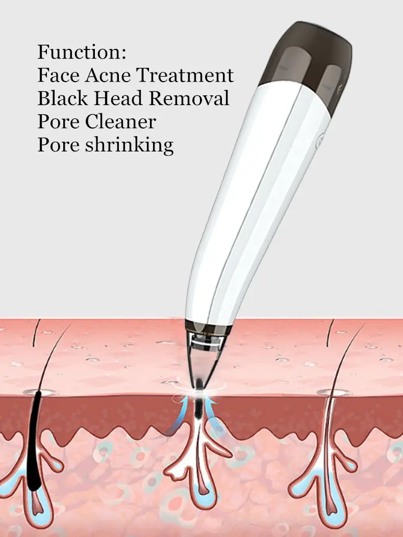 6 głowice usuwająca zaskórniki maszyna trądzik twarzy nos czarny punkt zasysanie próżniowe do oczyszczania porów piękna twarz narzędzie do pielęgnacji skóry zestaw
