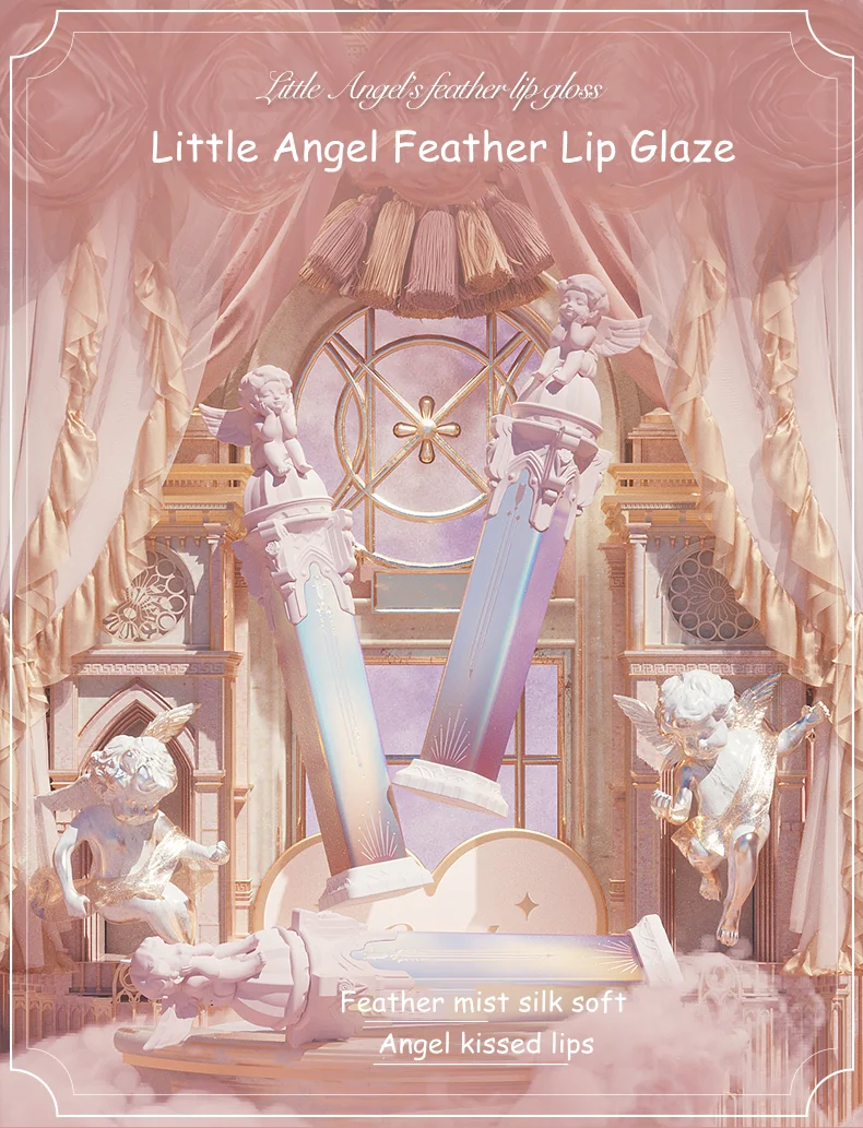 Little Angel\'s Feather Lipgloss Long-lasting Waterproof Velvet Matte Liquid Lipstick Lip Balm Moisturizing Makeup Cosmetics