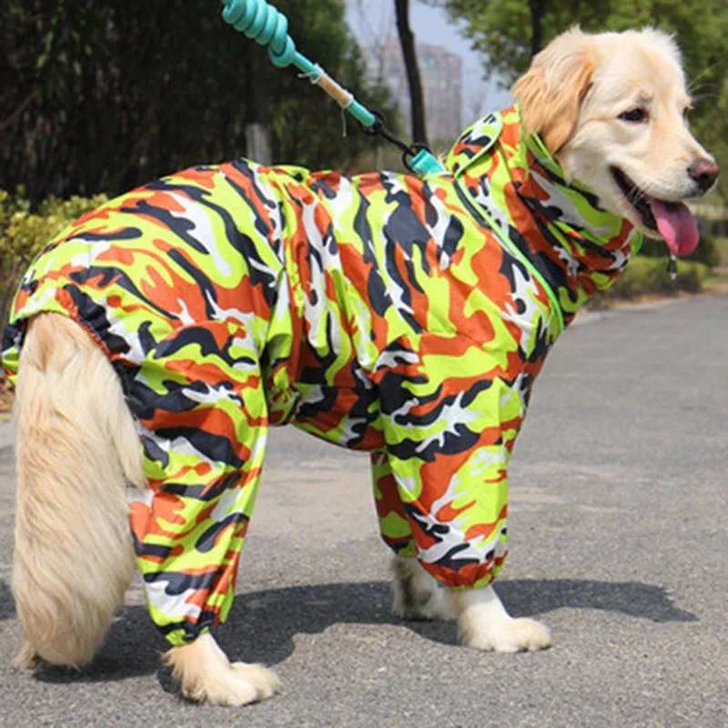 Pet Dog Raincoat Outdoor Waterproof Clothes Hooded Jumpsuit Overalls For Small Big Dogs Rain Cloak French Bulldog Labrador