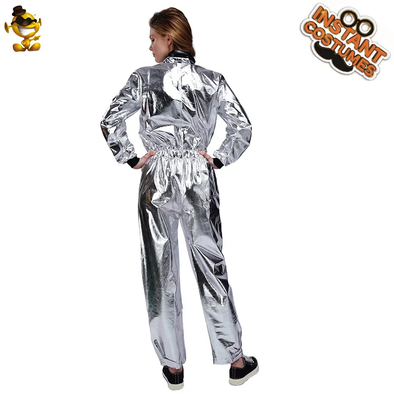 Adult couple Astronaut Costumes Adult Silver Spaceman Costume Men Polit party Dress Up Costume Women  Astronaut Suit