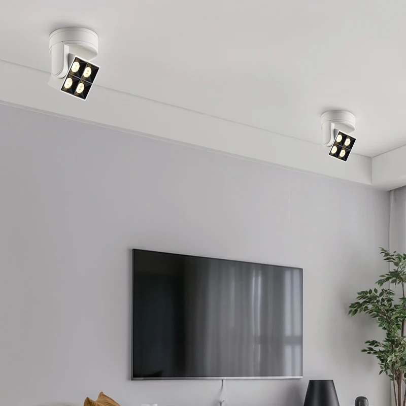Dimmable Rotatable Angle SquareAnti-Glare LED spotlights COB Ceiling Surface mounted AC85-265V Bedroom Kitchen Indoor lighting