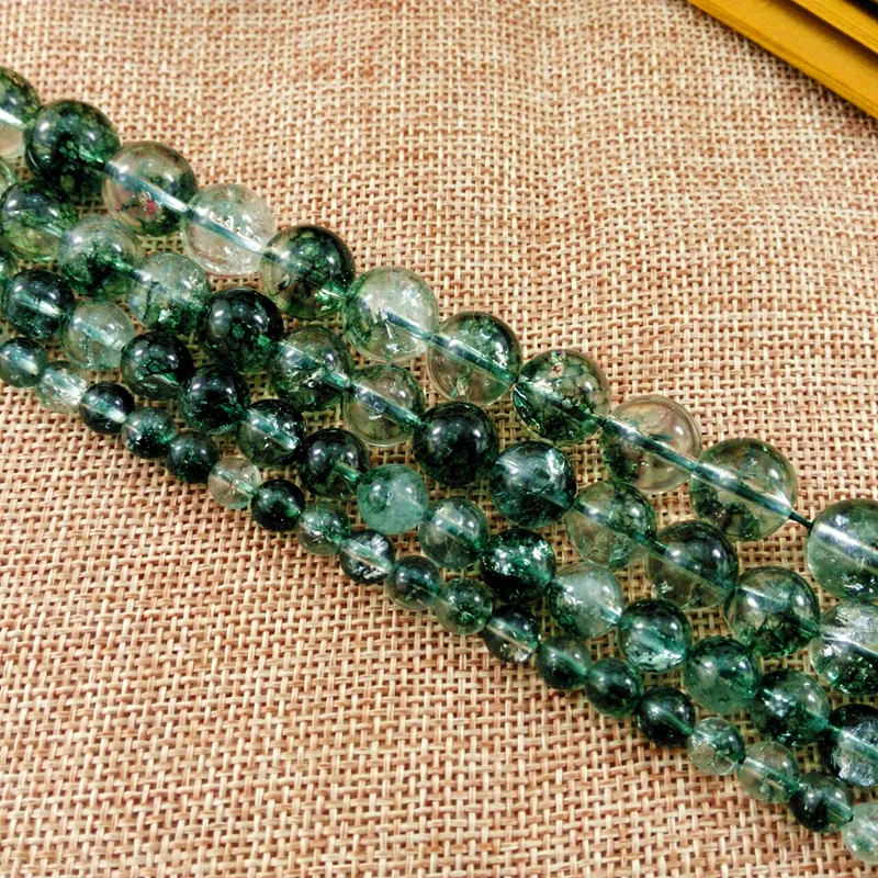 

Natural Green Phantom Stone Bead String Scattered Hand-made Diy Bracelet Bodhisattva Accessory