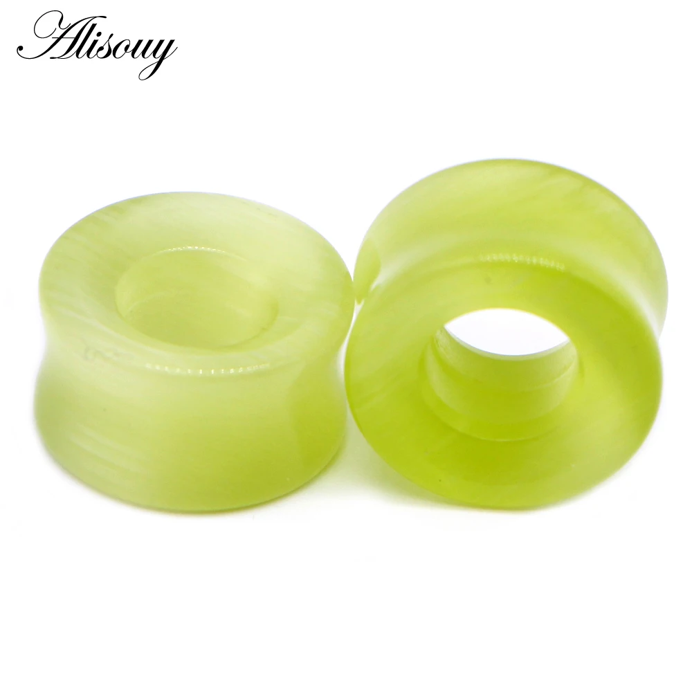 Alisouy 2pcs Fashion Ear Tunnels Earring Gauges Nature Stone Piercing Plugs 00g Ear Expander Lobe Stretcher Sexy Body Jewelry