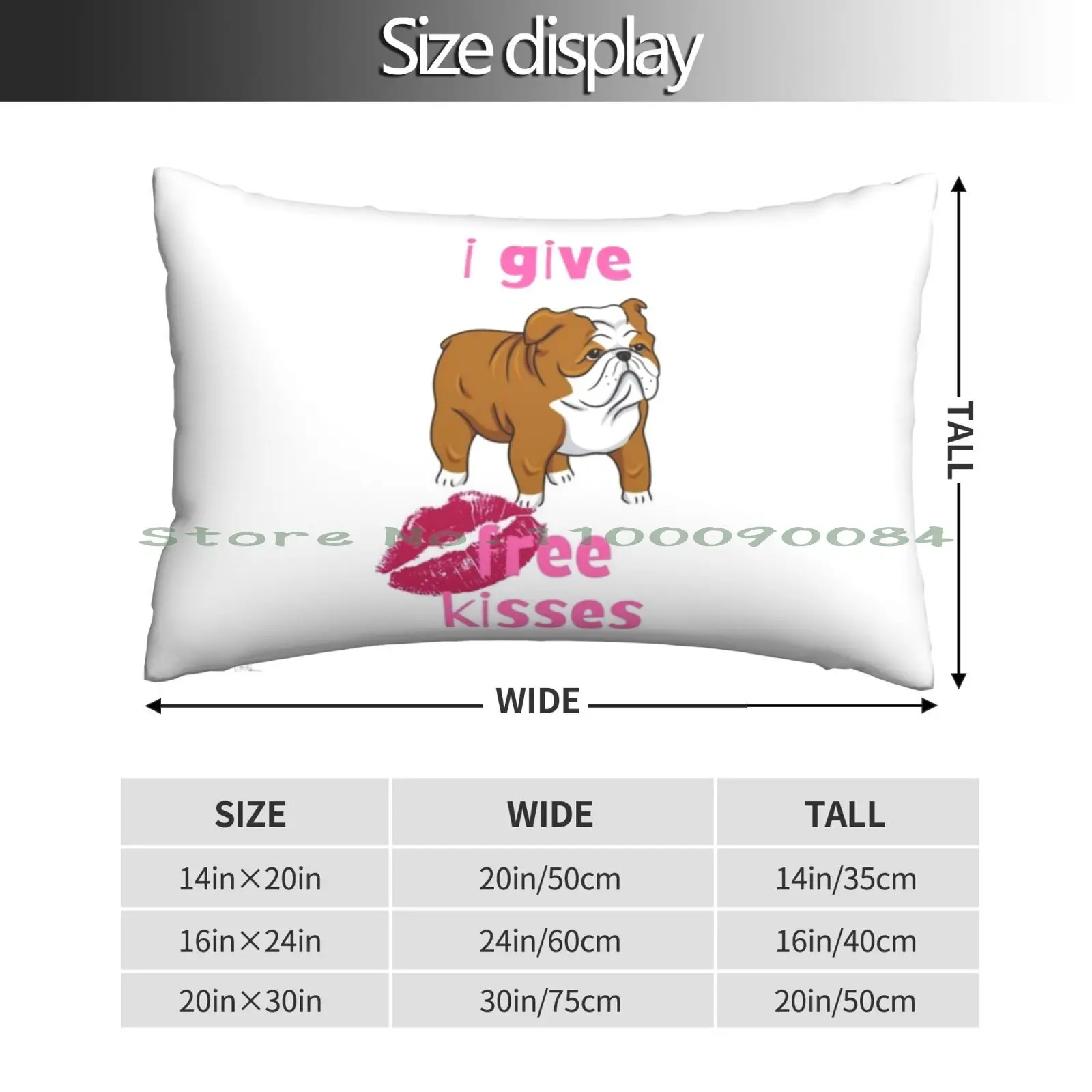 I Give Free Kisses Bulldog Pillow Case 20x30 50*75 Sofa Bedroom Collage Motorcycle Chopper Long Rectangle Pillowcover Home