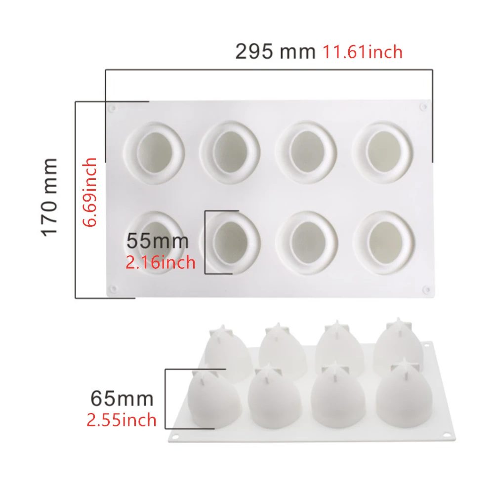 8 Cavity Strawberry Silicone Mold Fruit Mousse Cake Mould DIY Chocolate Jelly Truffle Molds Kitchen Accessories