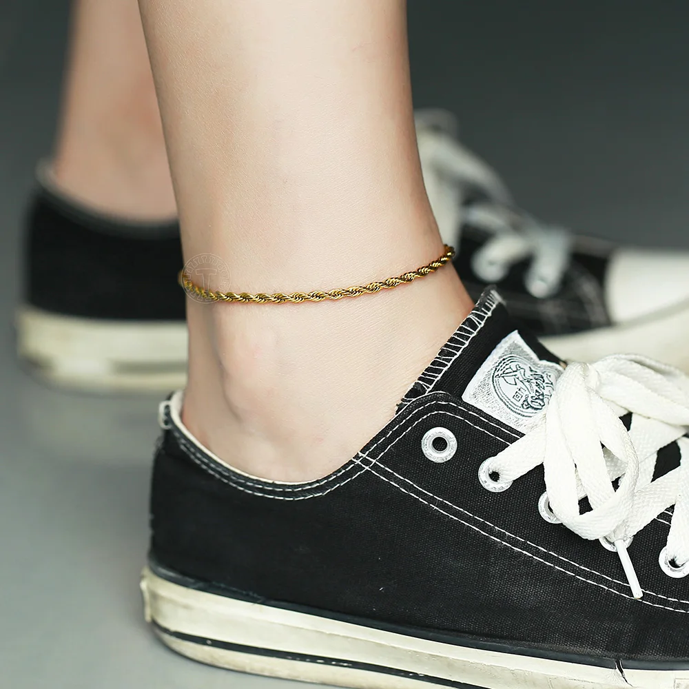4Pcs/Lot Rope Figaro Curb Link Chain Anklets For Women Bracelet On The Leg Foot Bracelet Female Beach Accessories 2021 Jewelry