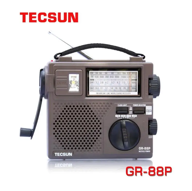 Original Tecsun GR-88P FM/MW/SW Full Band Radio Receiver Digital Hand Dynamo Radio With Emergency LED Light