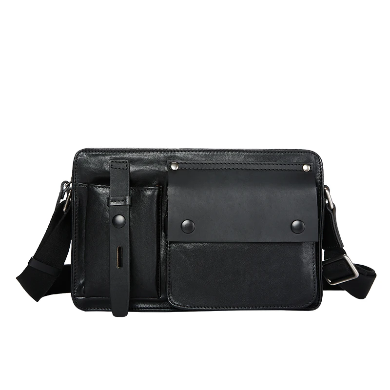 Imagem -02 - Wmnuo Crossbody Bolsa do Mensageiro dos Homens Casuais Couro Real Bolsa de Ombro Masculino Multi Função Bolso Viagem Telefone Ipad Bolsa