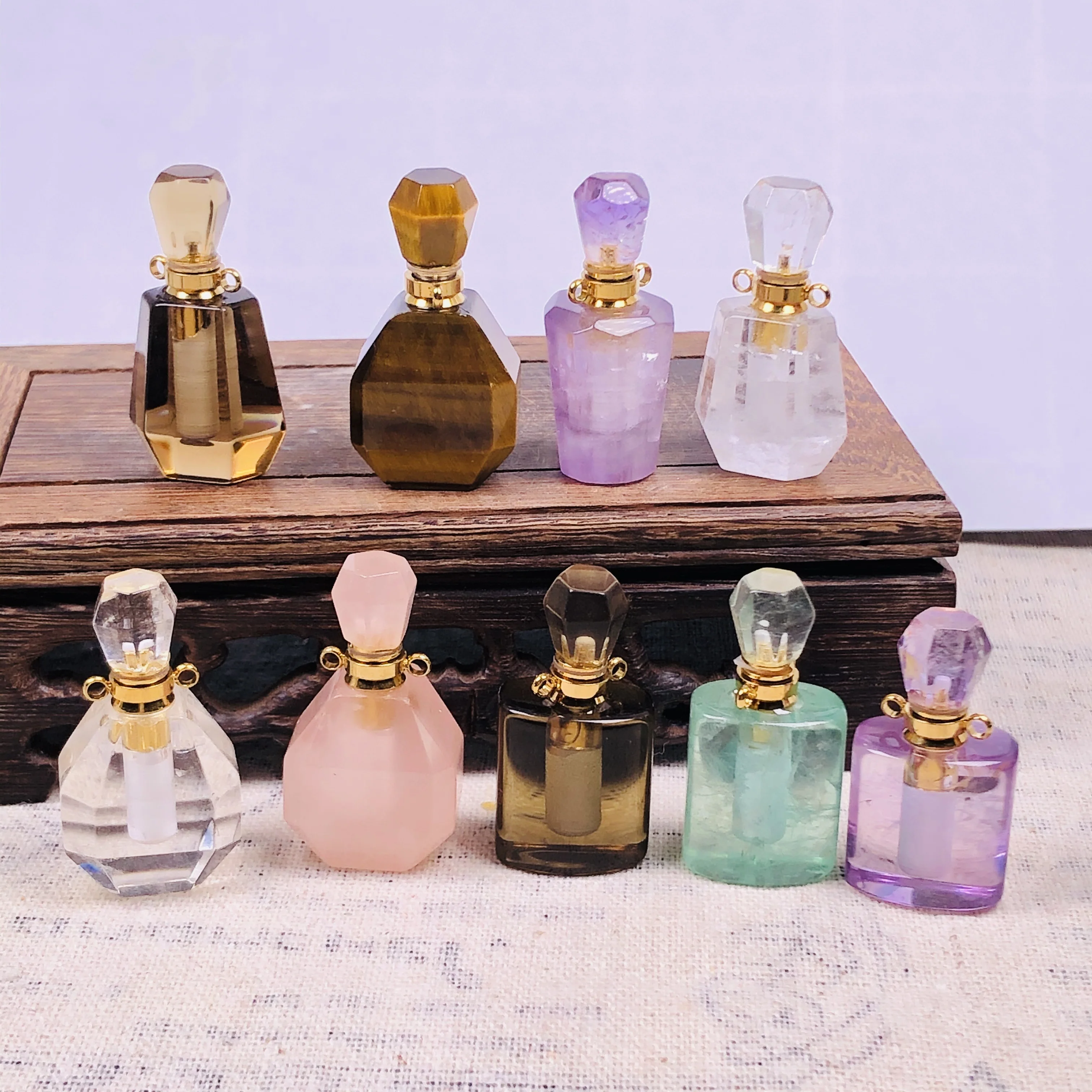 Natural Crystal Mini Perfume Bottle 3ML Portable Fashion Travel Cosmetics Container Home Decoration