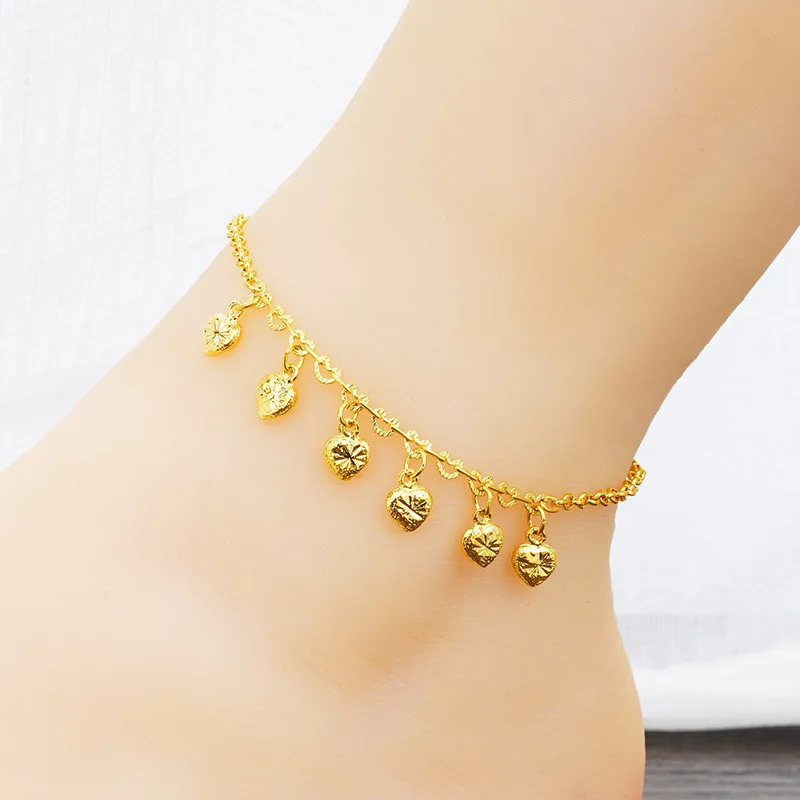 OMHXFC JB13 Jewelry Wholesale European Fashion Fine Woman Girl Party Birthday Wedding Gift Fish Heart Peanut Charm Beach Anklet