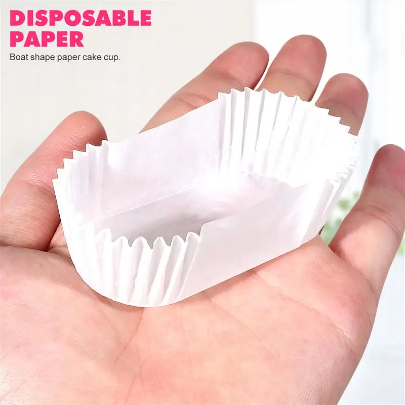 1000pcs Oval Cake Cups Disposable Baking Cups Baking Cup Wrap Paper Boat Shape Cake Cups For Paper Silk Drawing Paper Cup