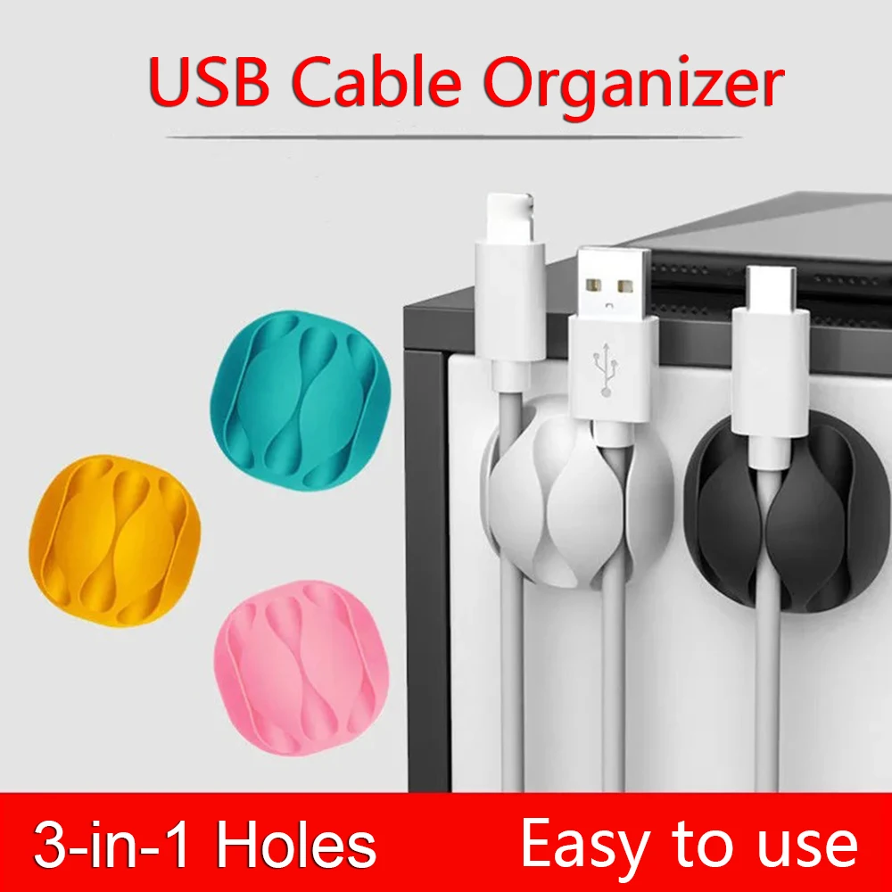 Silikonowa kabel do telefonu komórkowego organizator kable USB Conector uchwyt czarny biały Multi Hole Wire Protector dla przewodów myszy