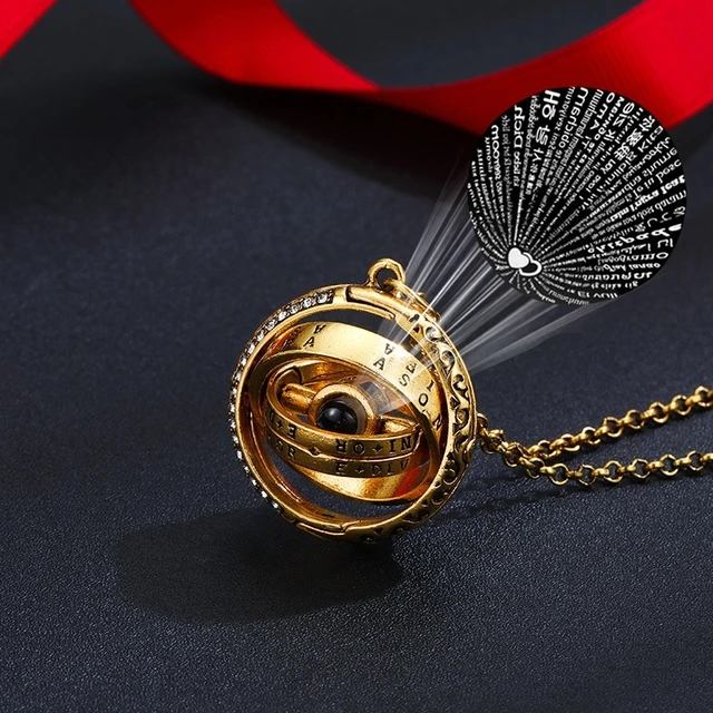 Openable Astronomical Ball Projection Necklace 100 Language I Love You Pendant Necklace for Women Choker Valentine s Day Gift AliExpress