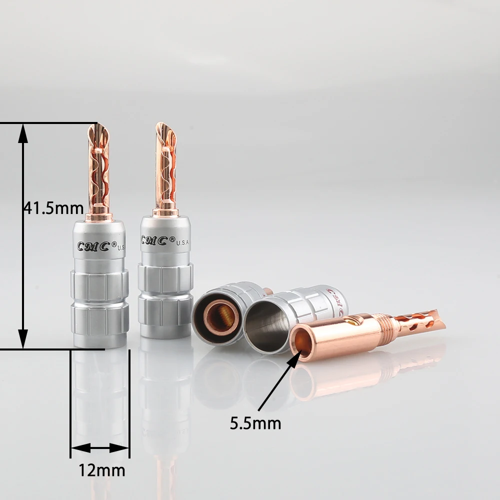 Hi end cabo de áudio banhado a cobre plugue tipo banana bfa z, conector de fio de alto-falante hifi