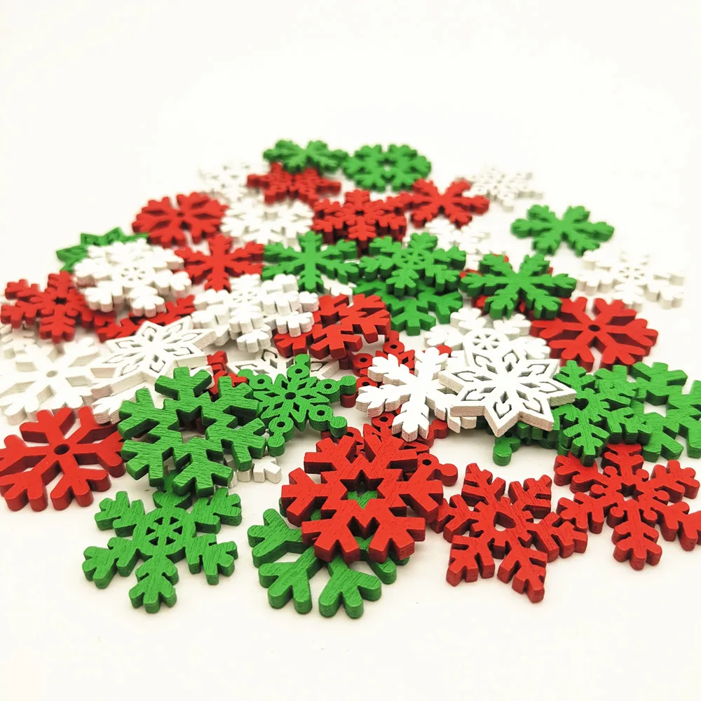 200 Stück 25mm Holz-Weihnachtsschneeflocken-Ausschnitte Ornamente für Scrapbooking Verzierungen DIY Weihnachts- und Winterbasteleien – Detail 7