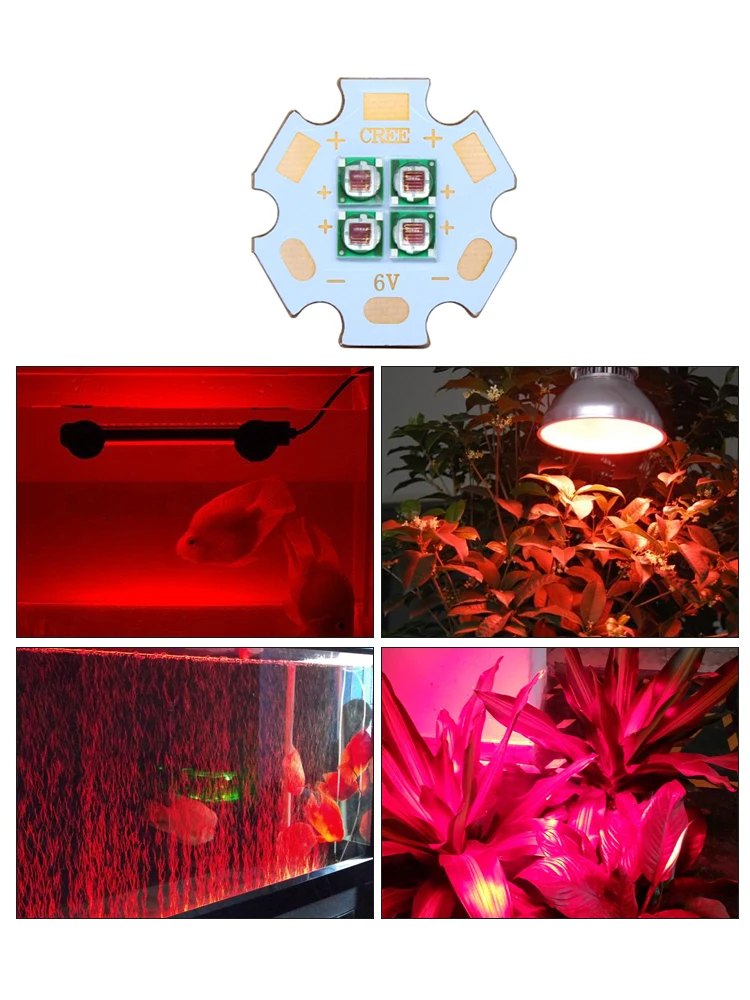 10W głębokiej czerwieni 660nm 3535 Epiled 2V 4V 6V Chip LED XPE emiter żarówka wieloukładowy zestaw dioda LED roślin o z miedzi z PCB 20mm — zdjęcie 2