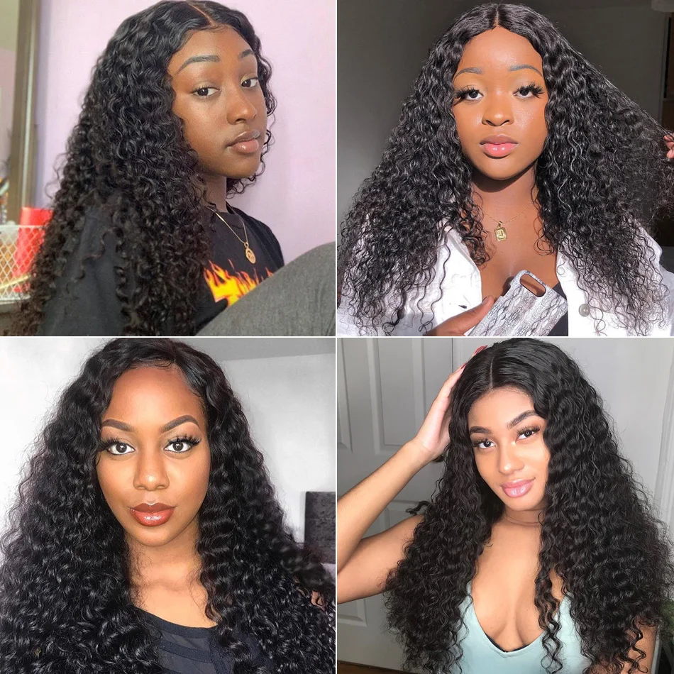 Perruque Lace Frontal Wig frisée naturelle, cheveux humains, 30 pouces, 4x4, 13x4, 150 de densité, pour femmes africaines