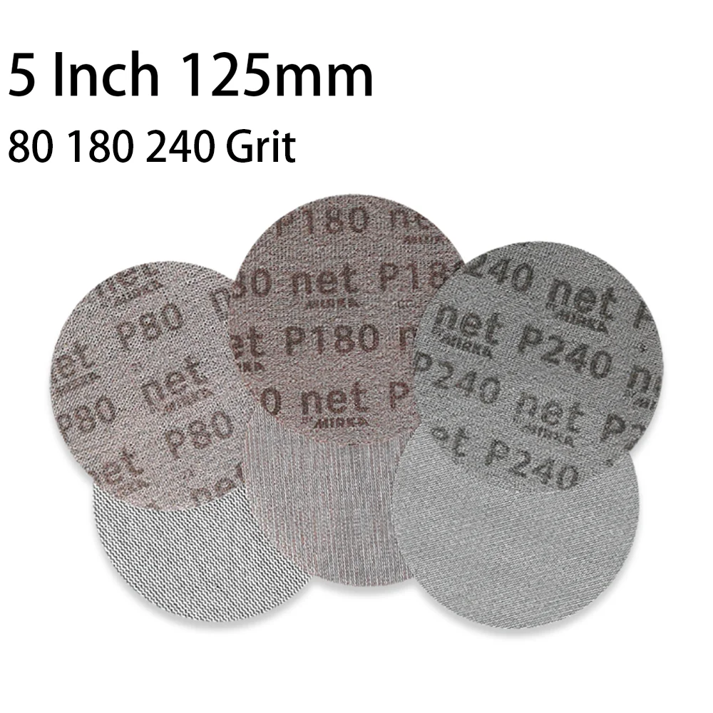 

5 Inch 125mm Mesh Sanding Discs Sandpaper Autonet Dust Free Anti-blocking 80 180 240 Grit Hook and Loop For Wood Sanding