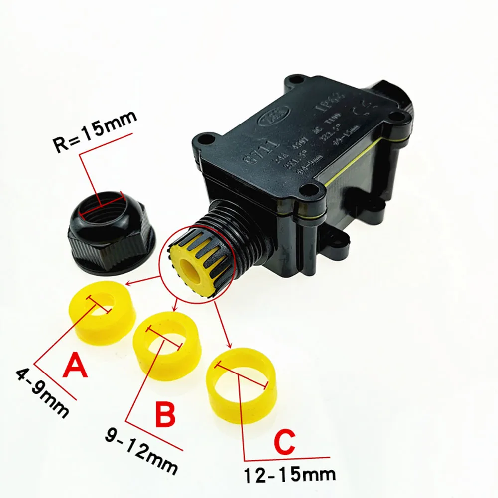 IP68 2-Wayกล่องกันน้ำพลาสติกกลางแจ้งสายกล่องกันน้ำG711กล่องเชื่อมต่อไฟฟ้าสีดำ/สีขาว