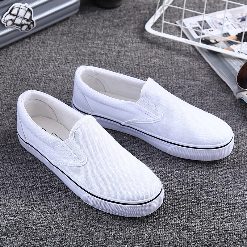 Excargo Canvas Shoes Women White Sneakers Slip On Lazy Shoes 2021 Spring Student Flat Canvas Vulcanize Sneakers for Men