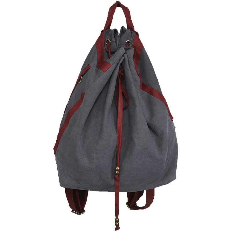 Women's Origional Vintage Drawstring Bag Harajuku-Style Artistic Simple Cool Contrast Color Backpack