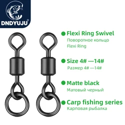 DNDYUJU 30pcs Carp Fishing Micro Ring Swivel Flexi Accessories For Carp Fishing Rolling Swivel with Ring for D-Rig Tackle