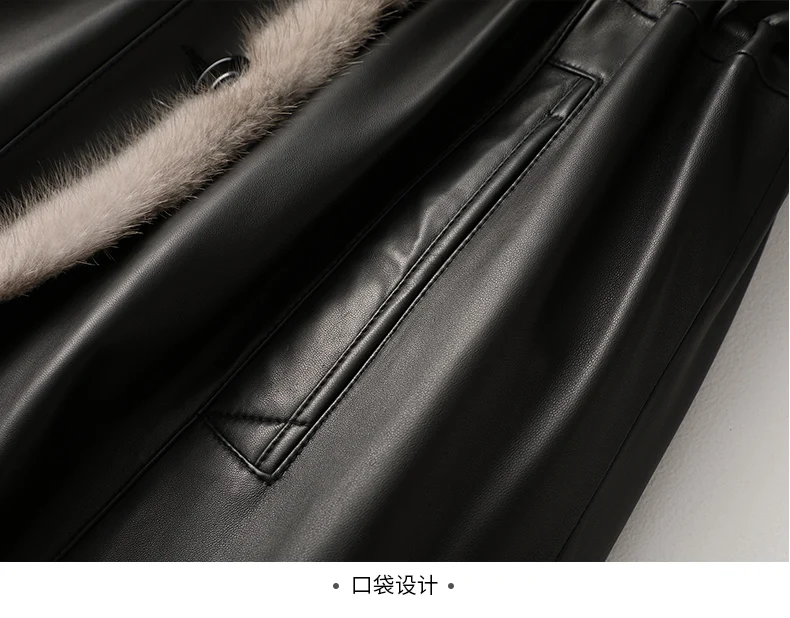 Lautaro Winter Long Warm Thick Black Leather Coat Women with Fur Inside Elegant Luxury Faux Fur Lined Jacket Parka Fashion 2021