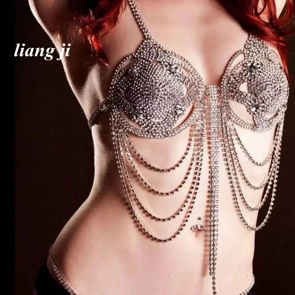 Chest chain Sexy Body chain Crystal bikini Bra chain Makeup Dance портупея портупея женская body jewelry bijoux de corps waist