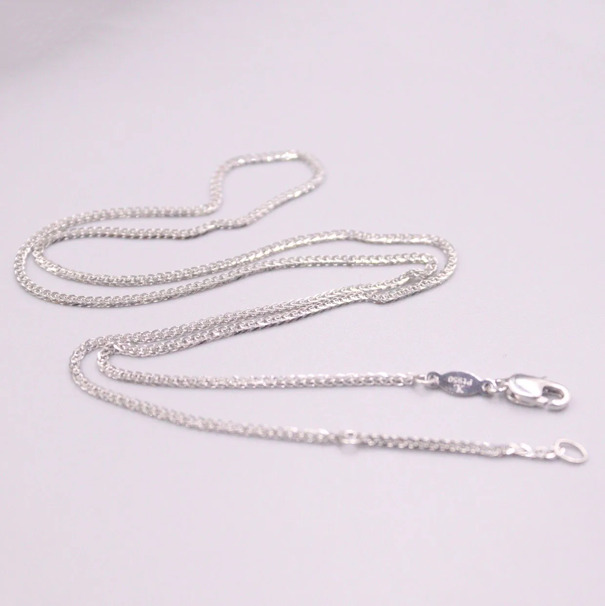 

Pure Platinum PT950 Chain 1.1mm Men Women Wheat Link Necklace 18inch 3.9-4g